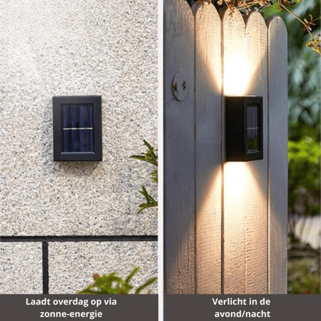 AuroraLux | Luxe Draadloze Solar Wandlampen – Warm Licht & Weerbestendig Design