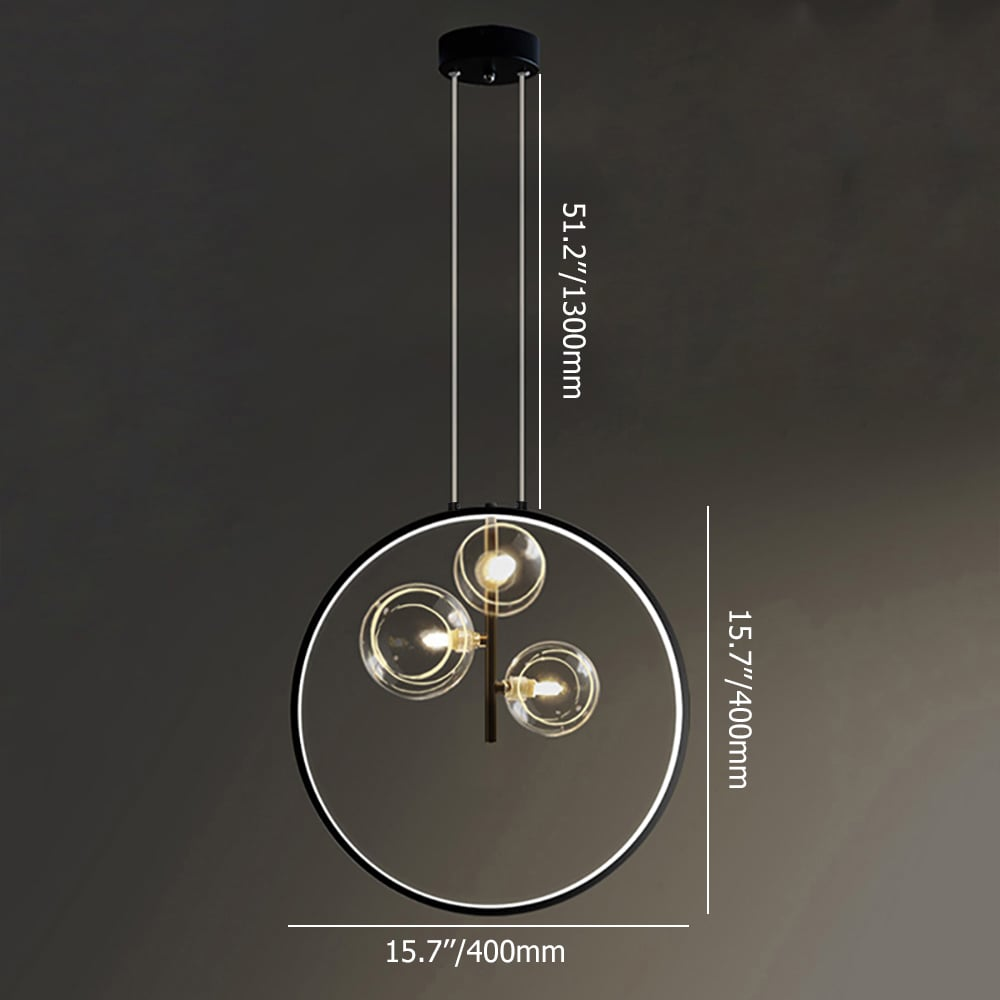 Zwarte Hanglamp Minimalistisch Glazen Bol LED