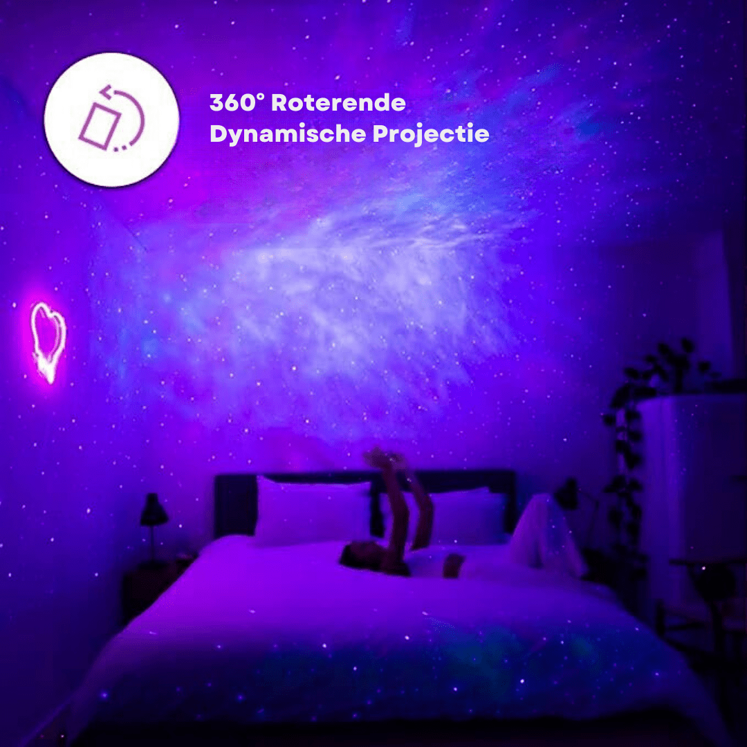 CosmiGlow | Galaxy Projector met Sterrenhemel & Kleureffecten – Draaibare 360° Lichtshow voor Slaapkamer of Relaxruimte