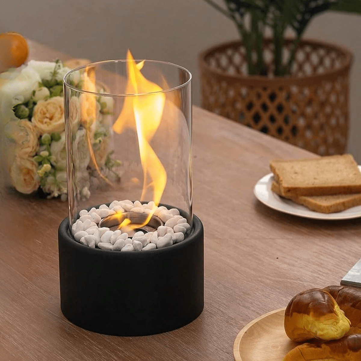 Flamora™ | Sfeervolle Olie Tafelhaard met Echt Vuur – Voor Avonden vol Warmte en Stijl