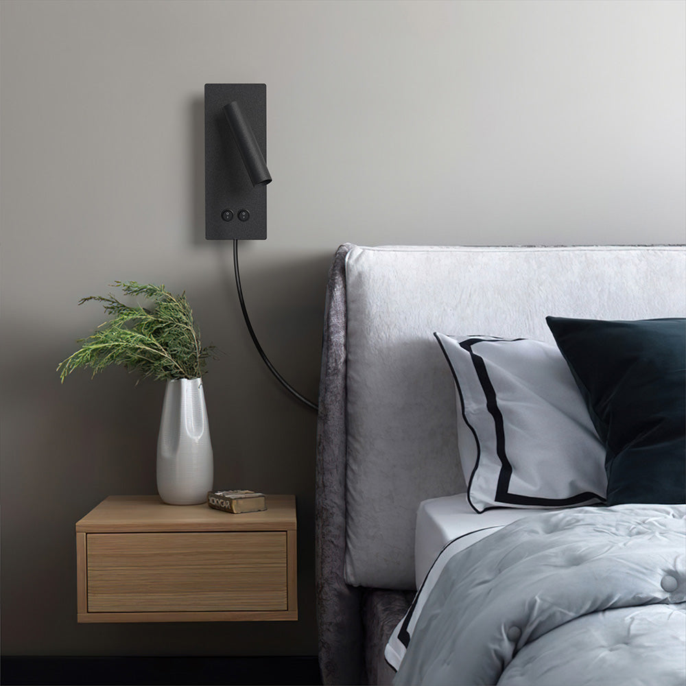 Lunavo | LED Wandlamp met Flexibele Leesarm – USB & Hardwired of Plug-in Bedverlichting