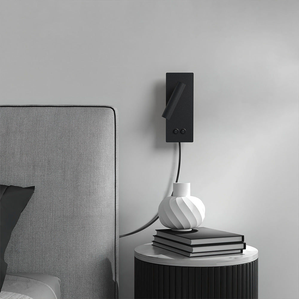 Lunavo | LED Wandlamp met Flexibele Leesarm – USB & Hardwired of Plug-in Bedverlichting
