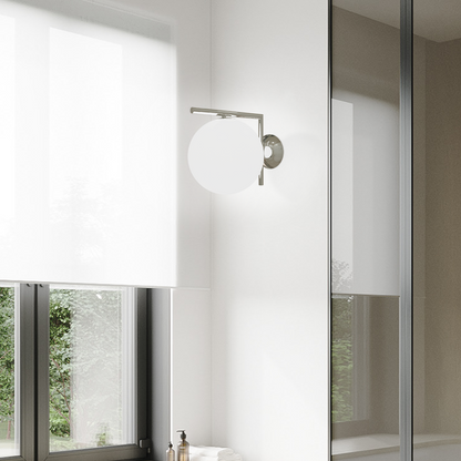 Opalune | Melkglazen Wandlamp – Opaal Bol in Messing, Zwart of Chroom voor Luxe Interieurs