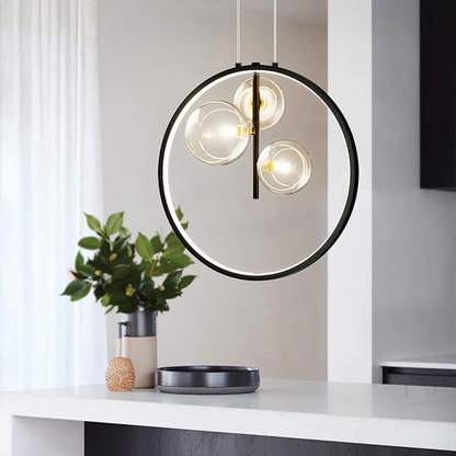 Zwarte Hanglamp Minimalistisch Glazen Bol LED