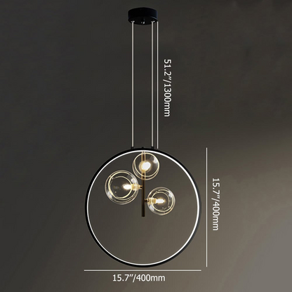 Zwarte Hanglamp Minimalistisch Glazen Bol LED