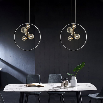 Zwarte Hanglamp Minimalistisch Glazen Bol LED