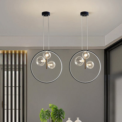 Zwarte Hanglamp Minimalistisch Glazen Bol LED