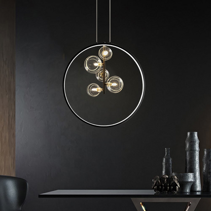 Zwarte Hanglamp Minimalistisch Glazen Bol LED