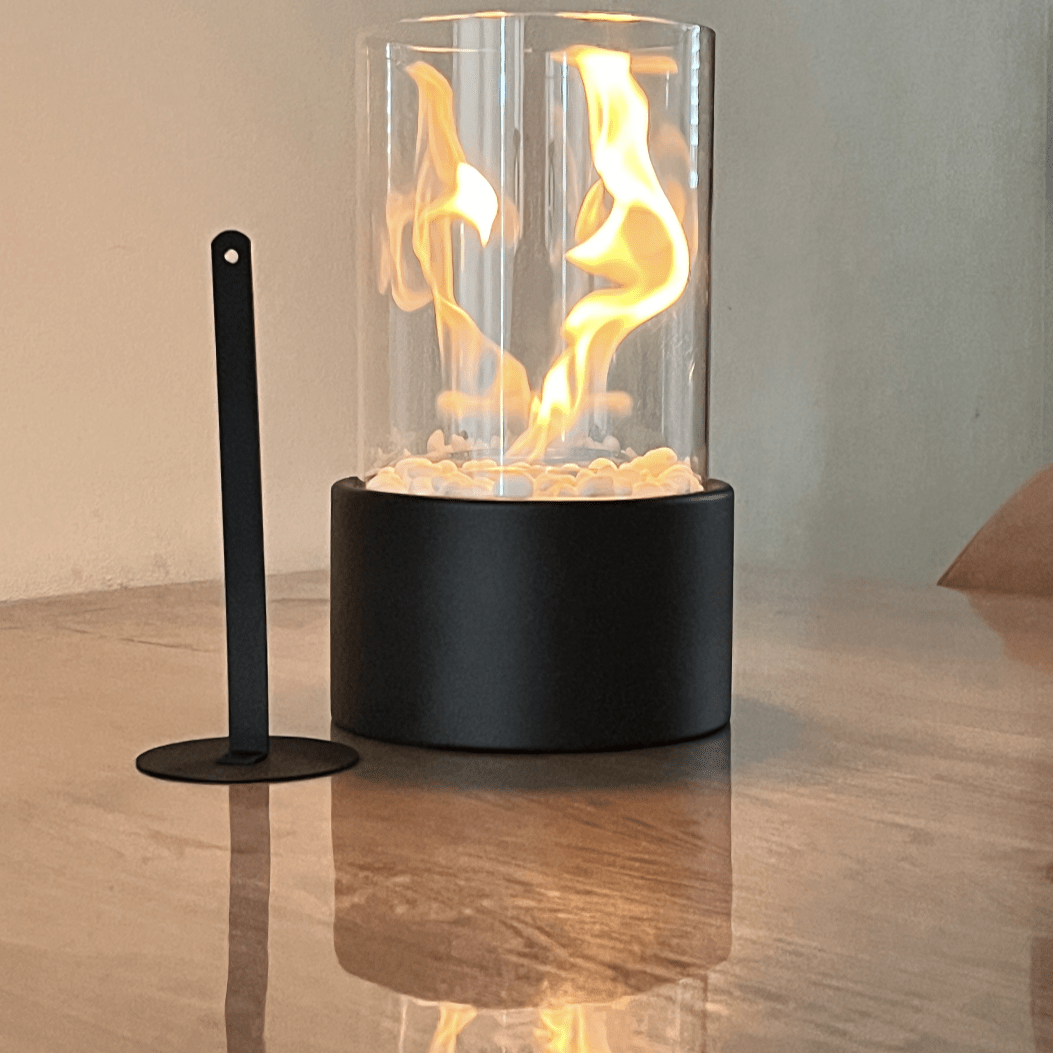 Flamora™ | Sfeervolle Olie Tafelhaard met Echt Vuur – Voor Avonden vol Warmte en Stijl